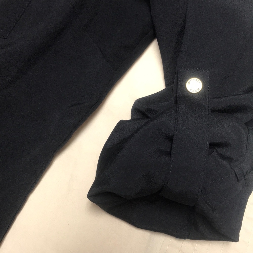 *MICHEAL KORS* Long Sleeve Zip Blouse Top Navy M - Picture 6 of 9